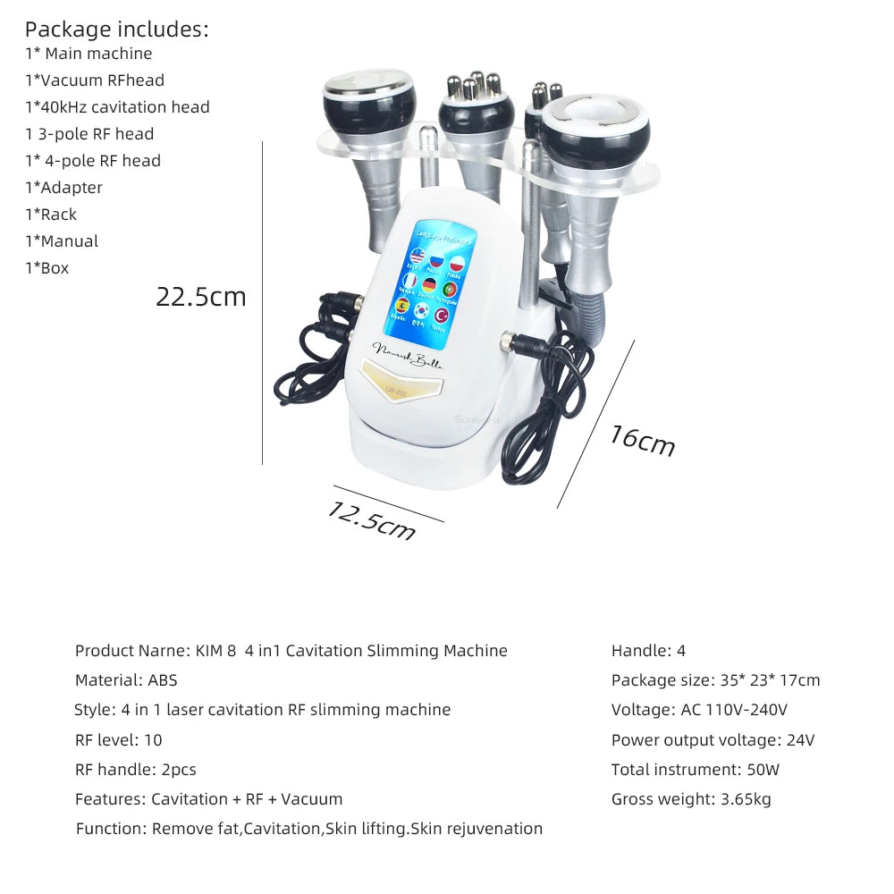 4-in-1 Cavitation Body Slimming Machine with Vacuum Suction and Gel
