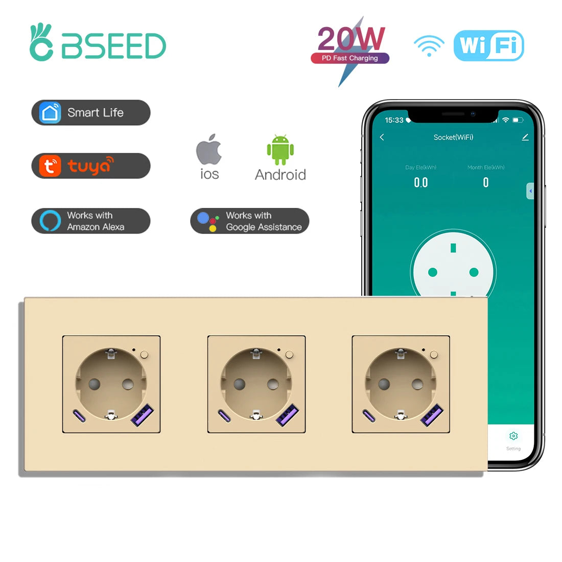 Wi-Fi Wall Socket with USB-C Charging - Options