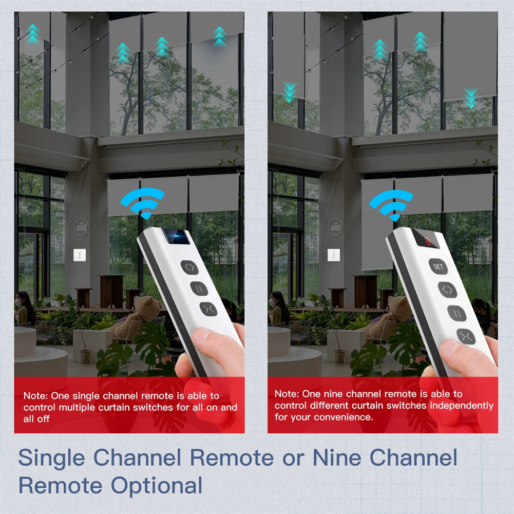 MOES WiFi RF433 Smart 2.5D Arc Glass Touch Curtain Switch for Roller Blinds Shutters Smart Life/Tuya APP Works Alexa Google Home