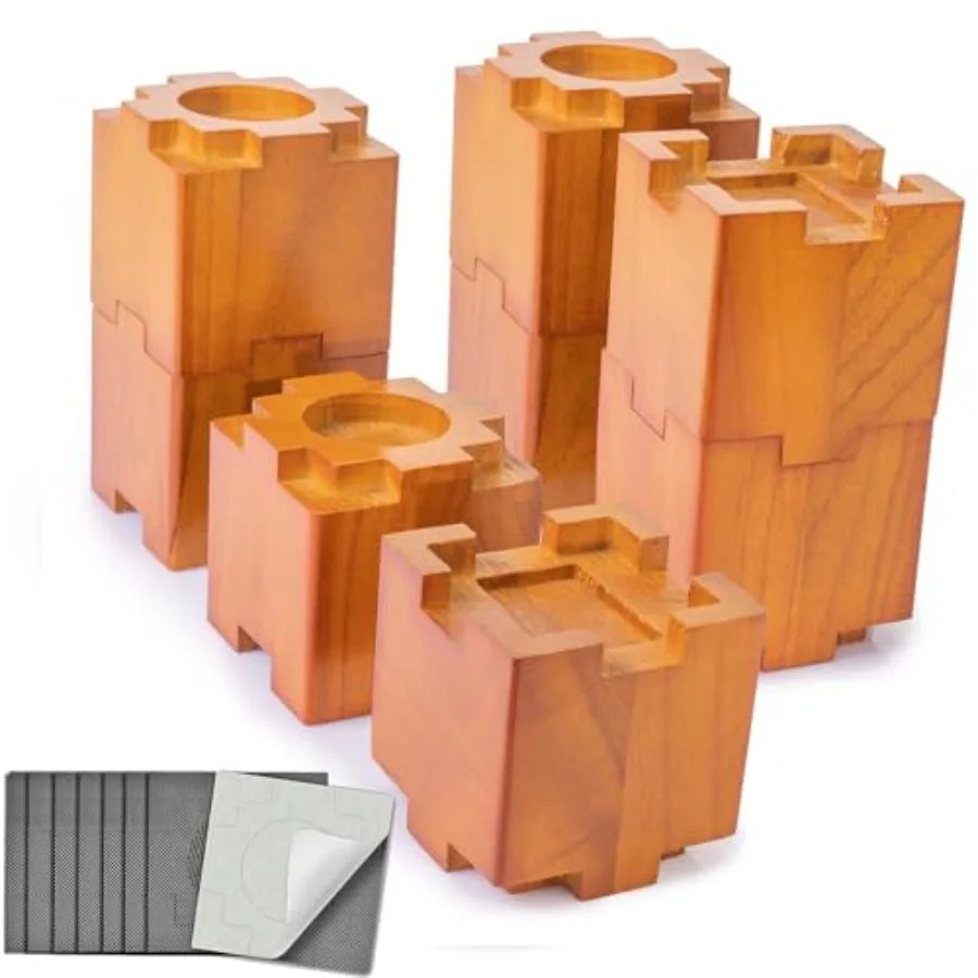 Stapbare houten bedverhogers met antislipkussentjes – 3,5" of 7" verhoging