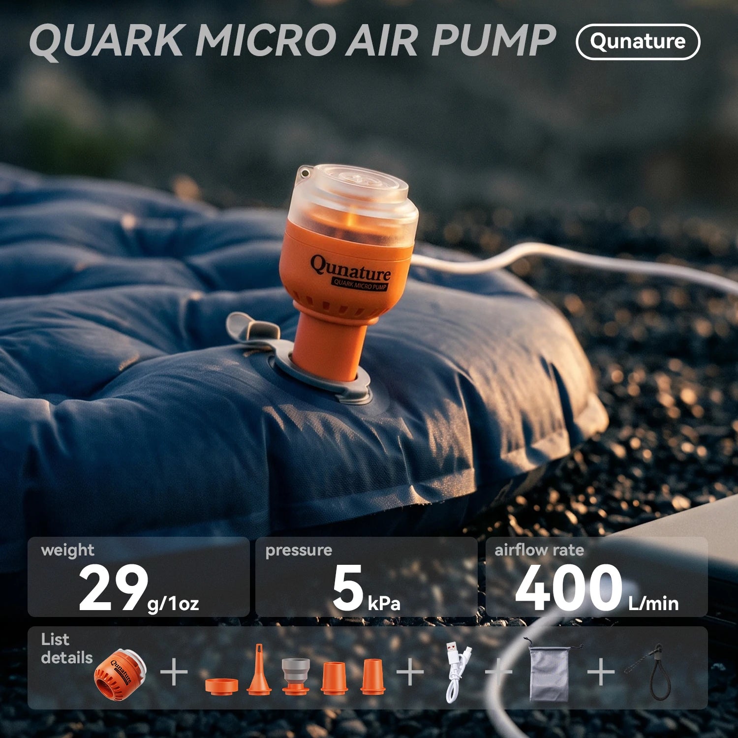 Lightweight 5kPa Mini Air Pump for Camping Mats and Tubes