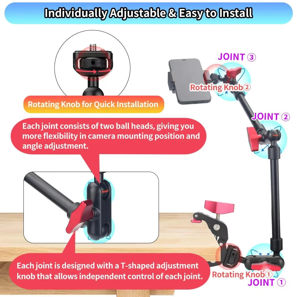 22-Inch Articulating Camera Arm with Clamp