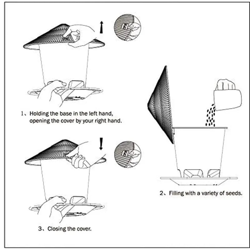 Hanging Garden Bird Feeder with Clear Hopper and Roof