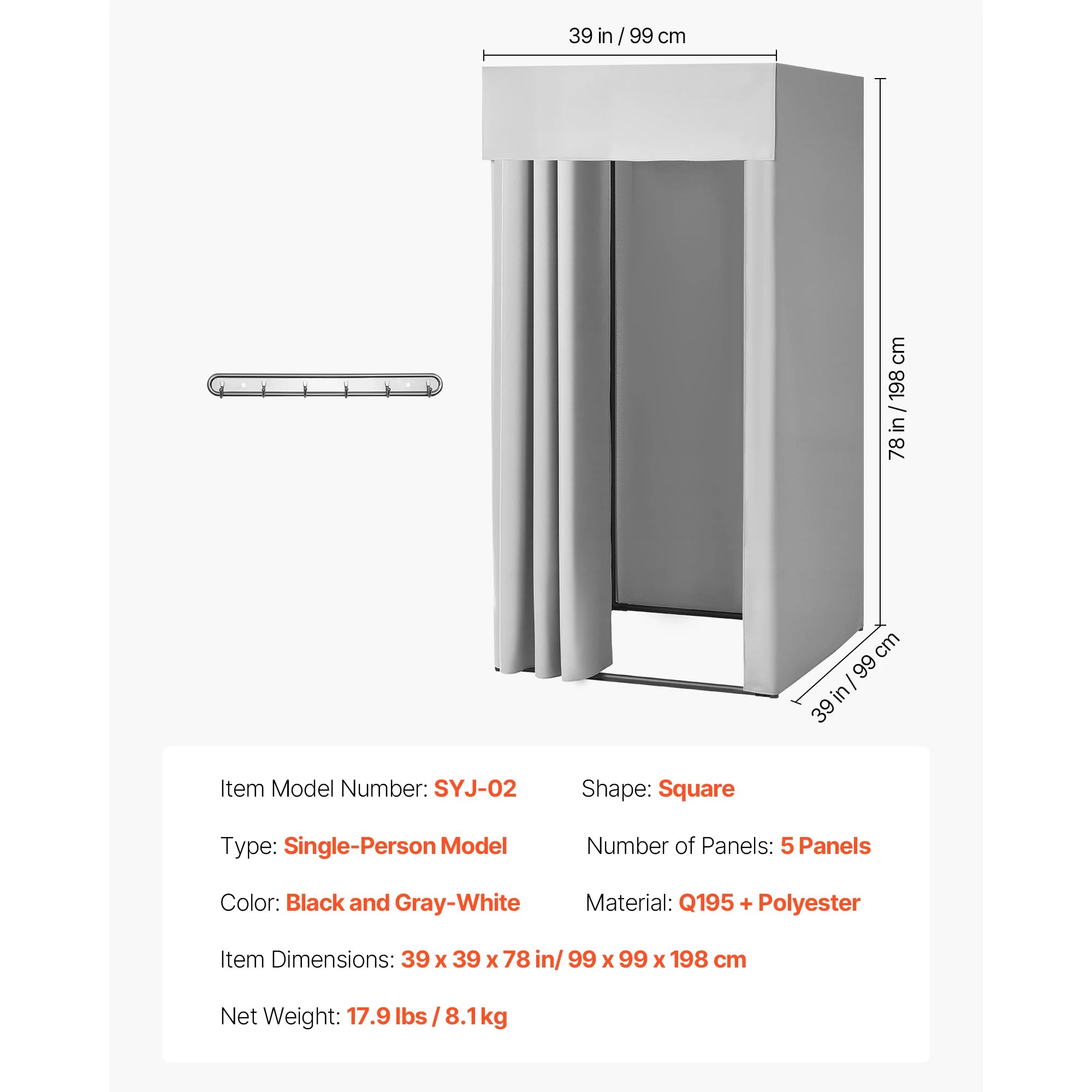 Mobile Fitting Room with Thick Privacy Curtains & Rolling Casters