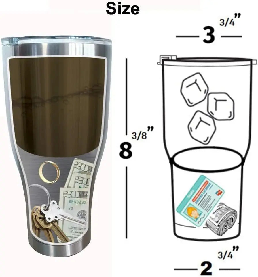 30oz Stainless Steel Tumbler Safe with Hidden Storage Compartment