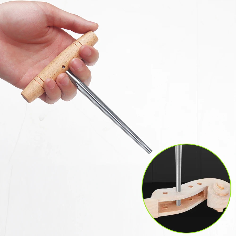  Violin peg hole reamer met houten handvat