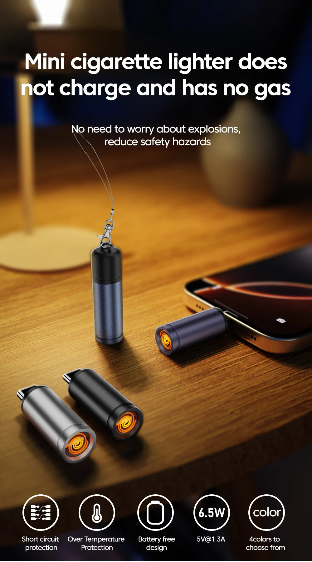 Type-C Mobile Cigarette Lighter Air Blowing Cigarette Lighter Outdoor Safety Portable Mini Cigarette Lighting Artifact 