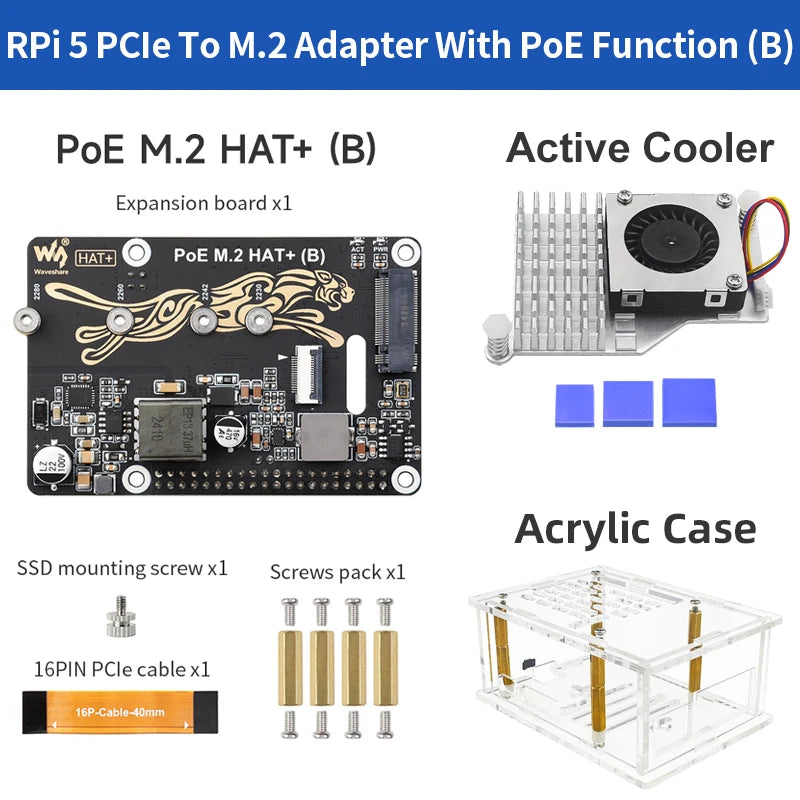 HAT za Raspberry Pi 5 M.2 NVMe in PoE