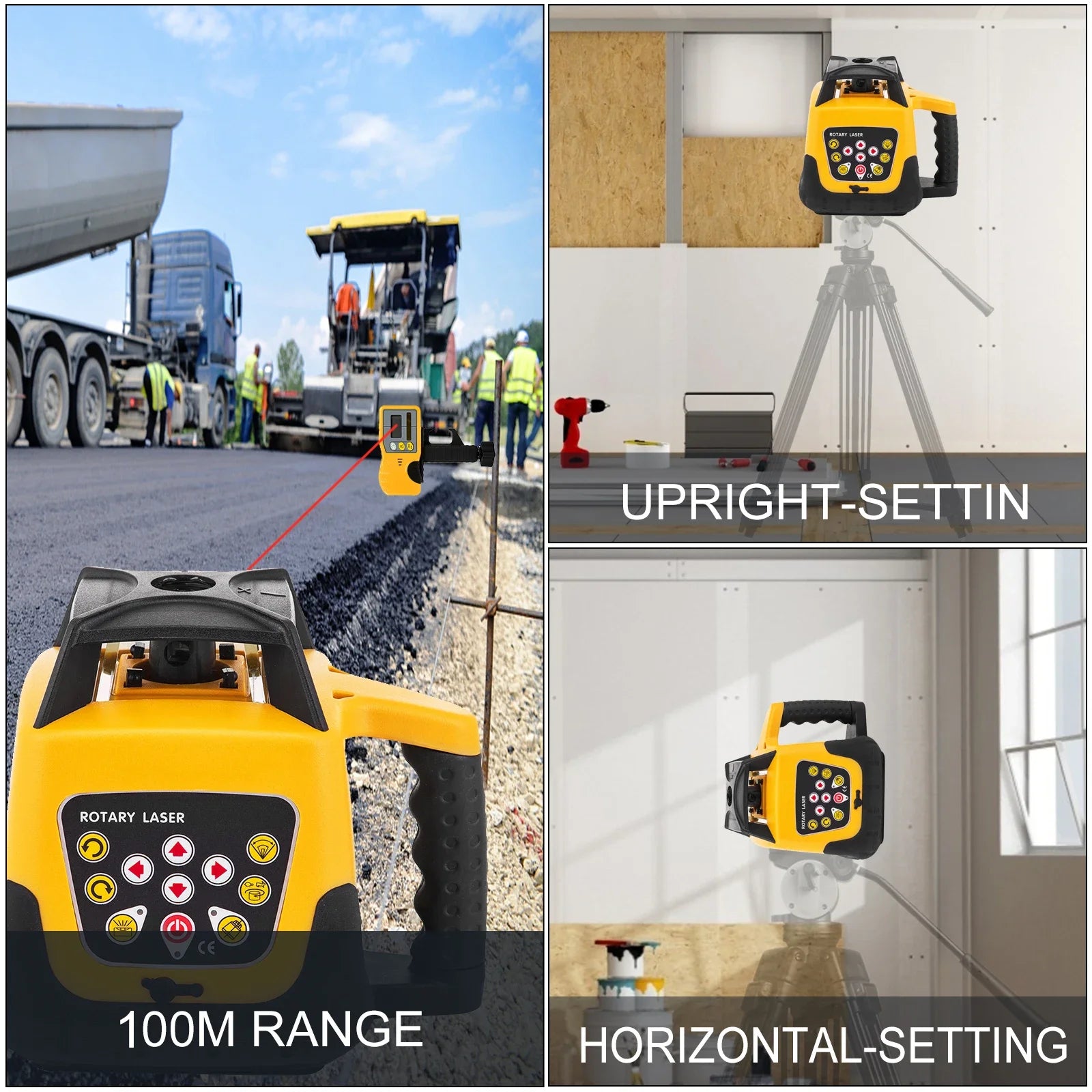 360° Rotary Laser Level with 500m Range Self-Leveling Tool
