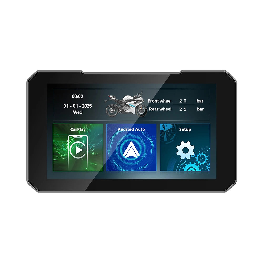 5 Inch Motorcycle Portable GPS Navigation Display with Wireless CarPlay and Android Auto