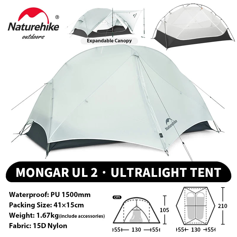 Ultralight 2-Person Waterproof Trekking Tent 20D Nylon 1.8kg