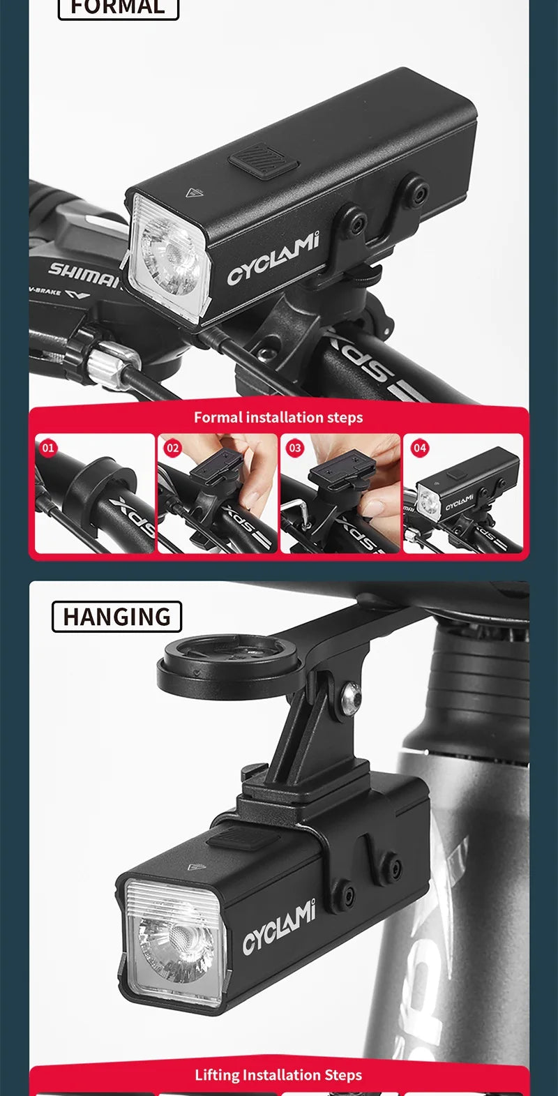 CYCLAMI 1000LM Lampe de vélo rechargeable