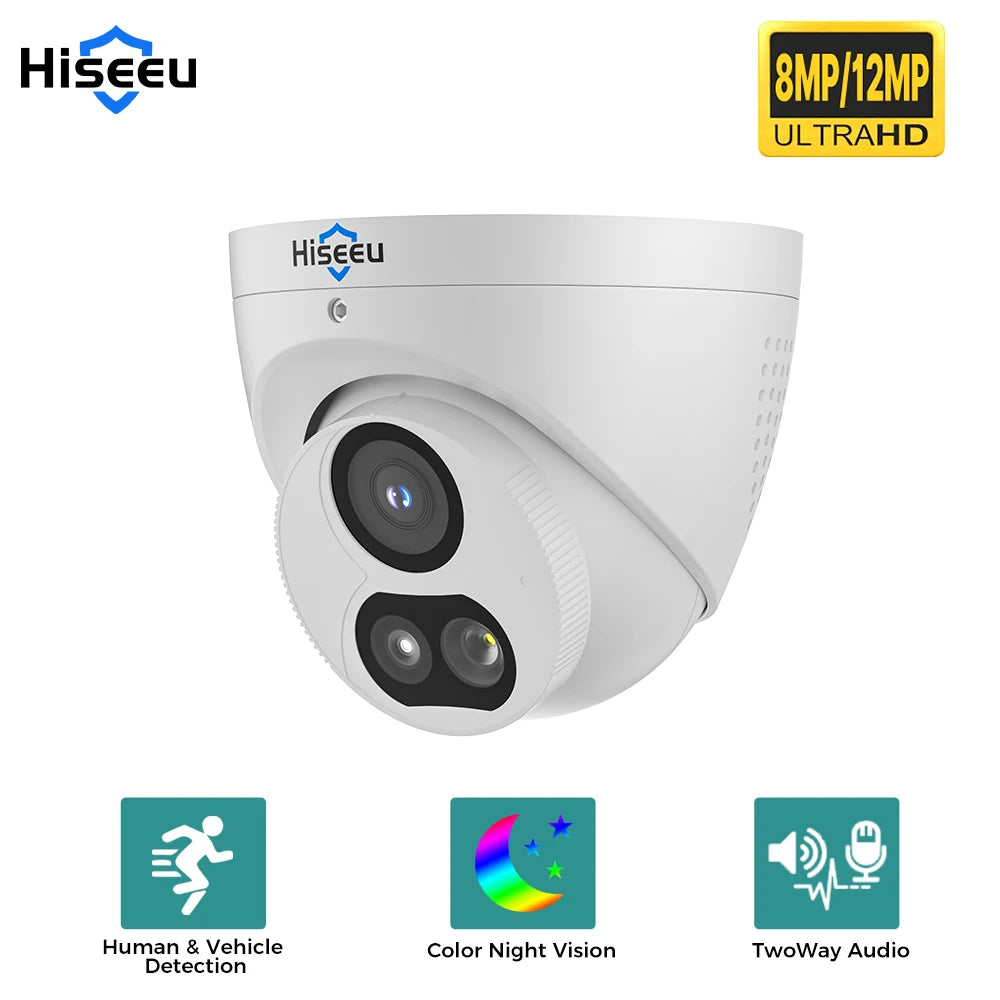 4K 12MP PoE Dome Security Camera with Motion Detection