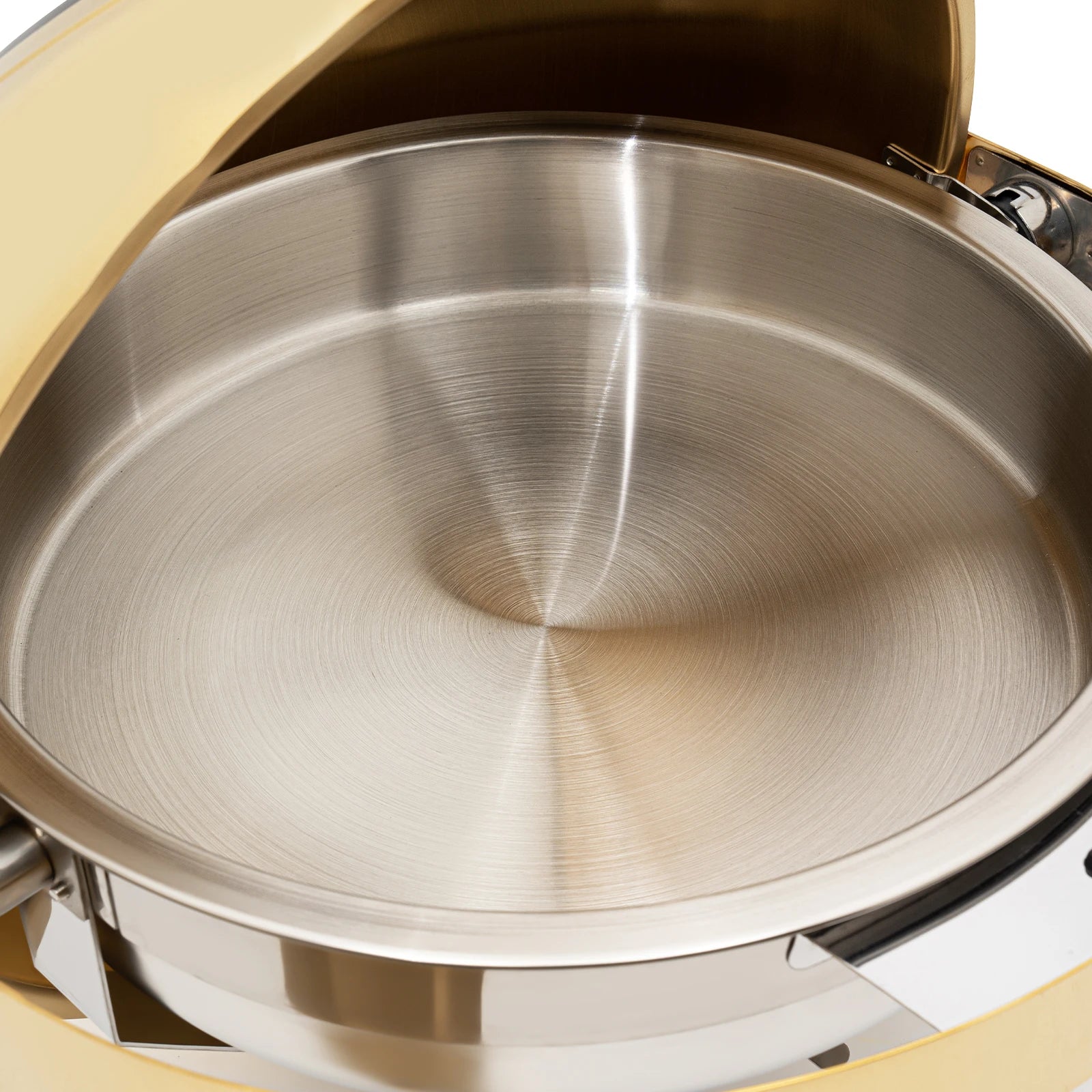 Gold Round Roll Top Chafing Dish 6L Stainless Steel Buffet Warmer with Visual Lid