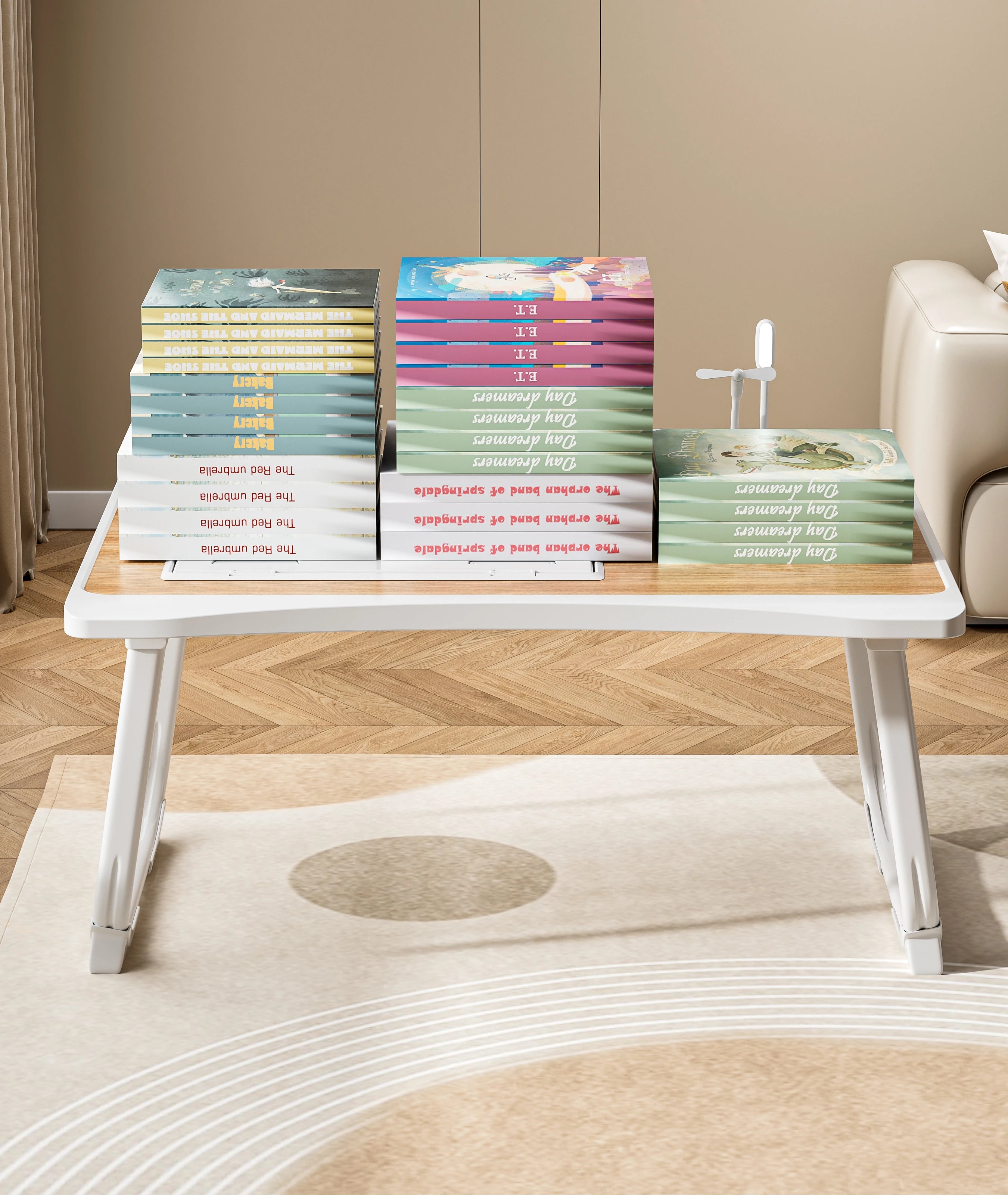 Foldable Laptop Desk with Drawers – Adjustable Reading & Bed Tray