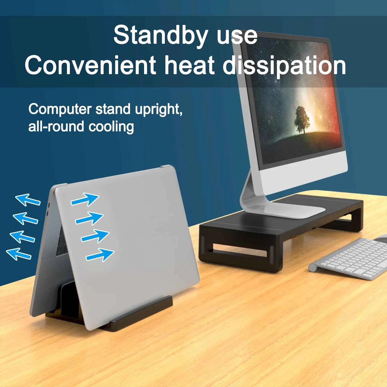 Vertical Laptop Stand for Desk,Dual Slots Plastic Laptop Holder with Space Saving Design,Laptop Stand Supports MacBook