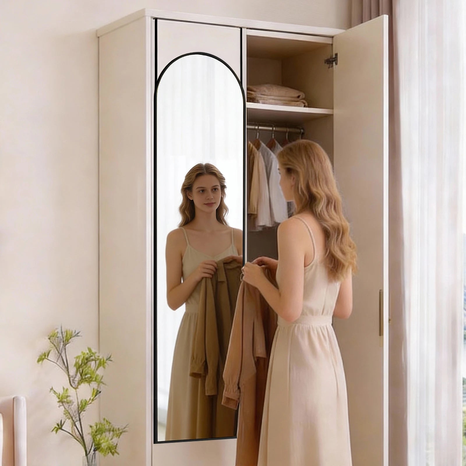 47x14 Full Length Wall Mirror with Aluminum Frame, Hang or Lean