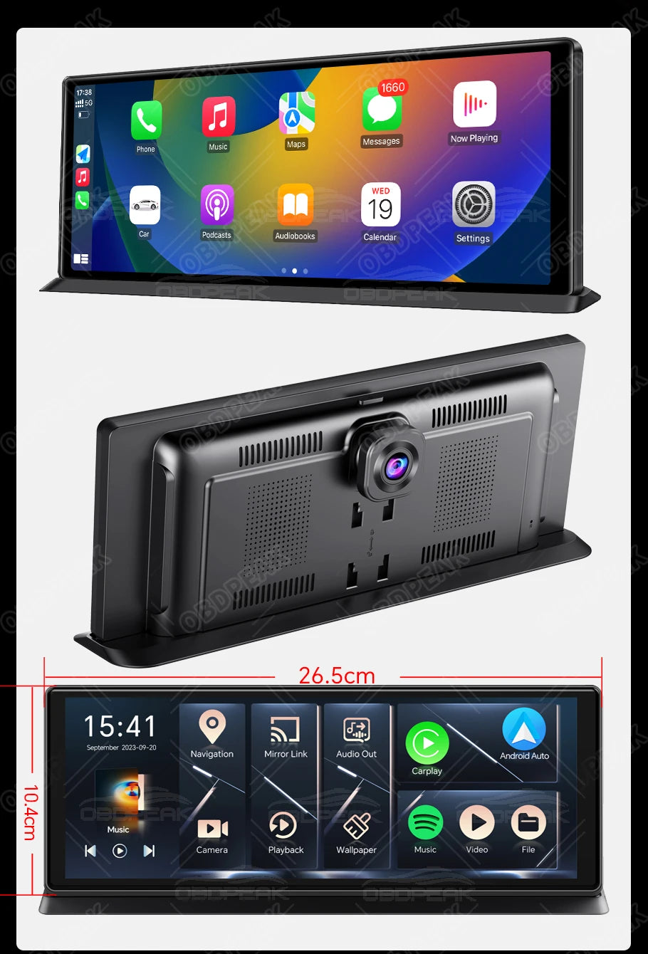 11.3" Android 14 Car Mirror Dash Cam with CarPlay, GPS & 1080P