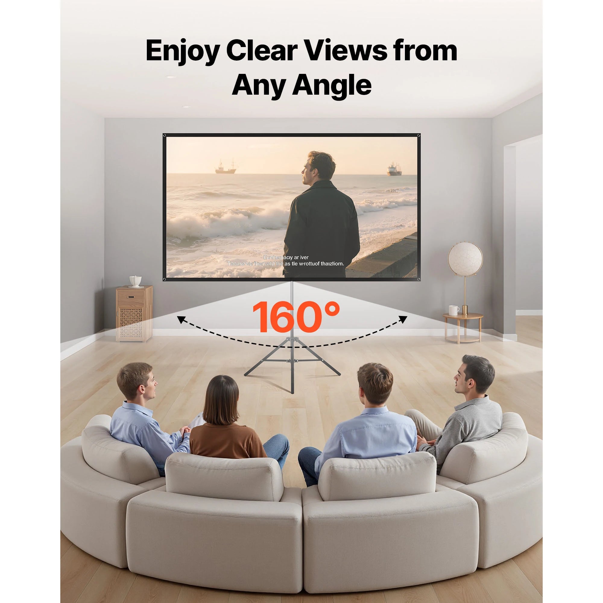 SucceBuy projekcijsko platno s stalkom 80 inča, široki kut 160°, unutarnje/vanjsko projekcija, omjer 16:9, 4K HD, bez naboravanja, prijenosne trokutne ploče sa zaštitnom torbom za film, kućni kino, ured predstavništvo