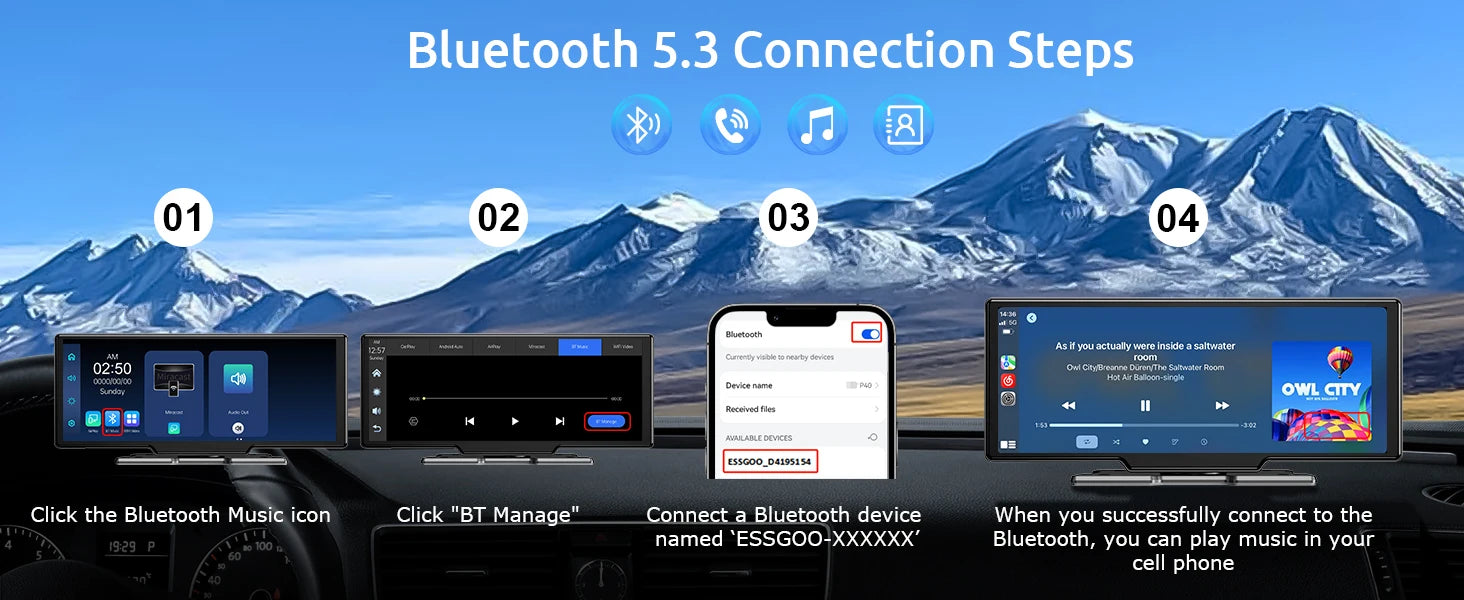 10.26" 4K Dash Cam Car Stereo with Wireless CarPlay