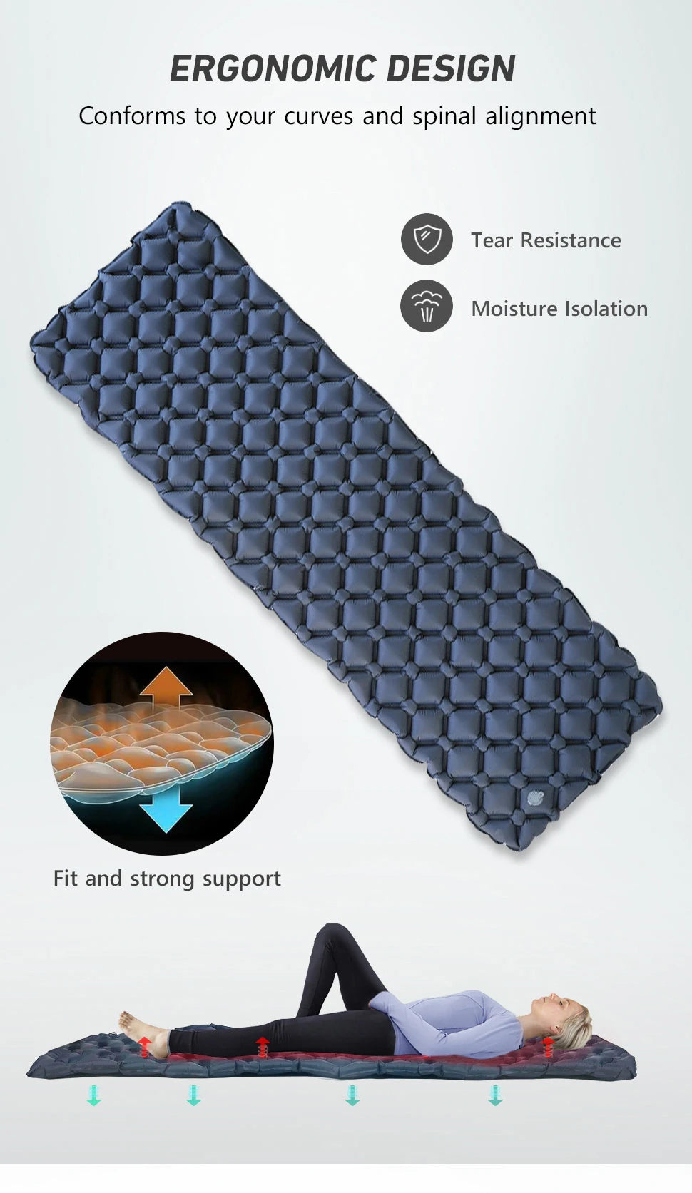 Ultralight Inflatable Camping Sleeping Pad 550g for Travel and Hiking