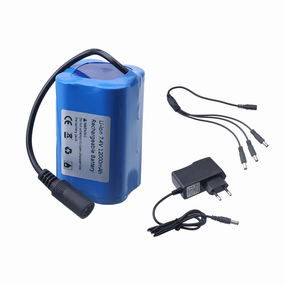 7.4V 12000mAh Battery with USB Charger For T188 T888 2011-5 V007 C18 H18 Remote Control RC Fishing Bait Boat Spare Battery Parts 