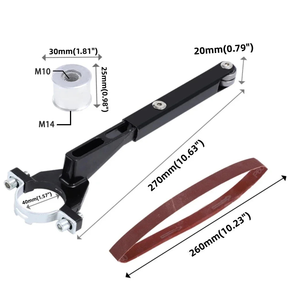 Angle Grinder to Belt Sander Converter Sanding Belt Adapter M10/M14 Angle Grinder for 100/115/125 Wood/Metal Edge Polishing Tool 