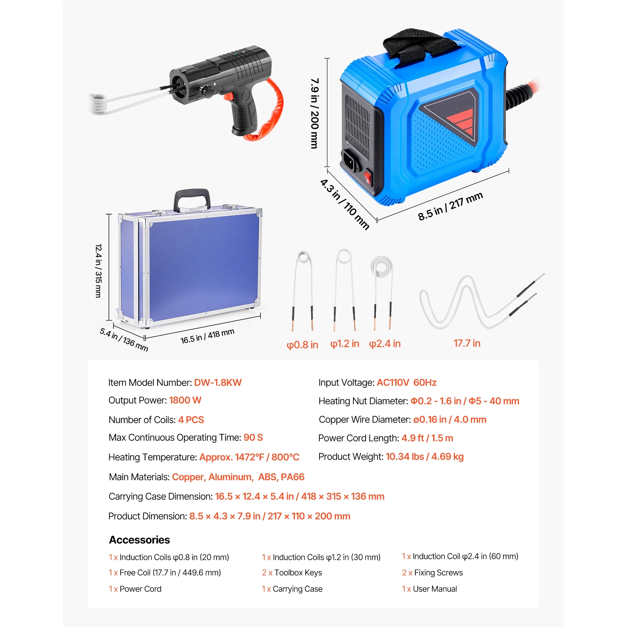 SucceBuy Induction Heater Bolt Removal Nut Buster Tool Mini Heating Machine for Rusty Screw Removing Car Garage Repairing Tools
