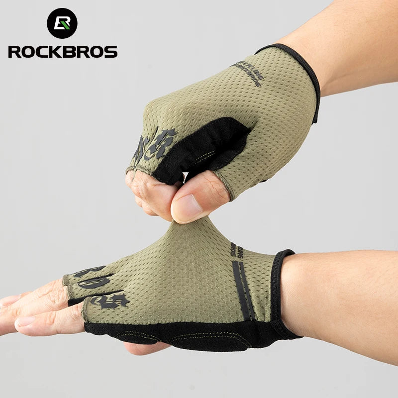 ROCKBROS Half Finger Cycling Gloves Breathable Shock Absorbing Fit