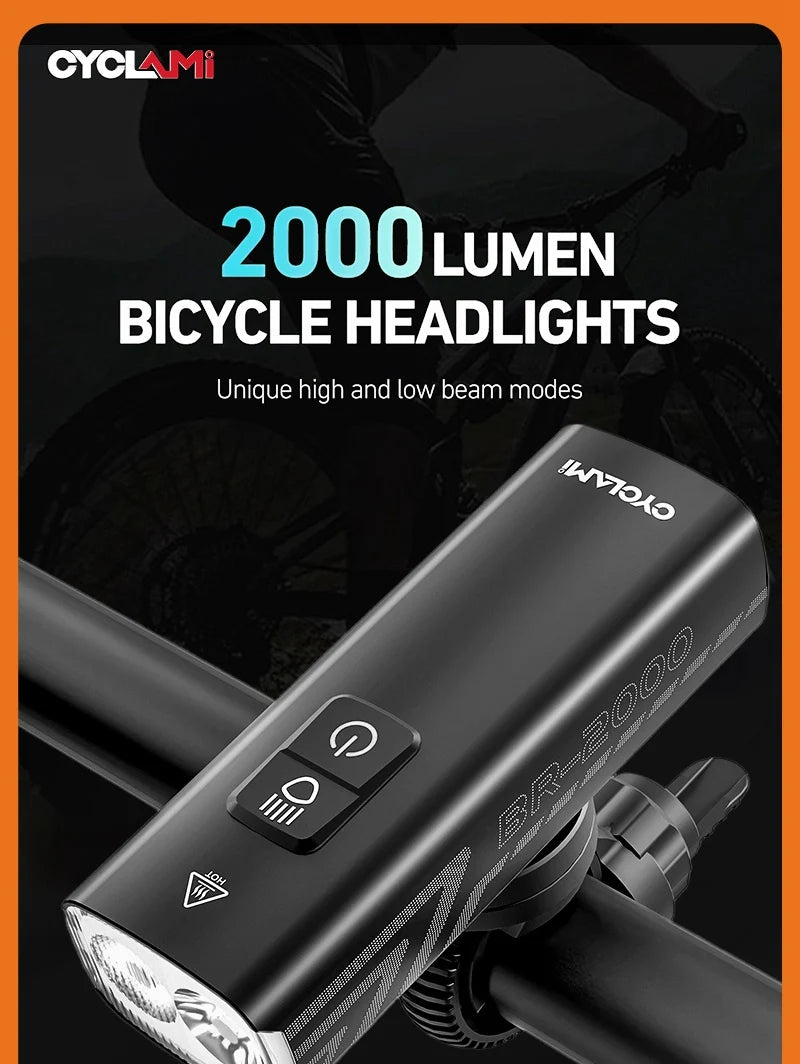 CYCLAMI 1000LM Bike Light Front Lamp Type-C Rechargeable LED 21700 4500mAh Bicycle Light Waterproof Headlight Bike Accessories 