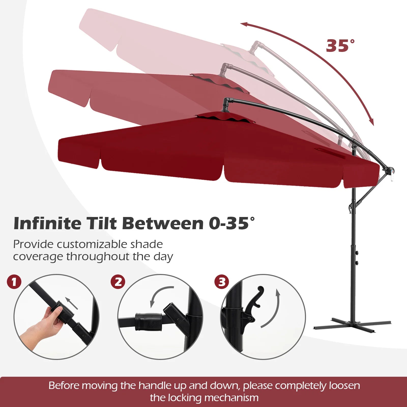 10 ft Offset Hanging Patio Umbrella with Cover