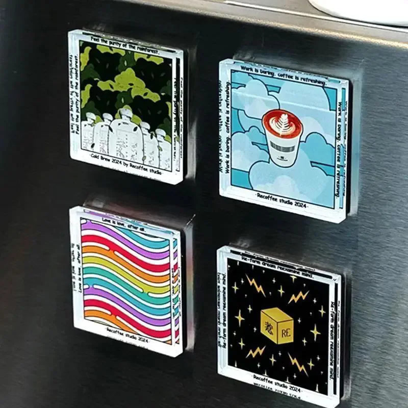 Magnet frigorific pătrat vidat, 5x5 cm, set DIY confecționare magneți