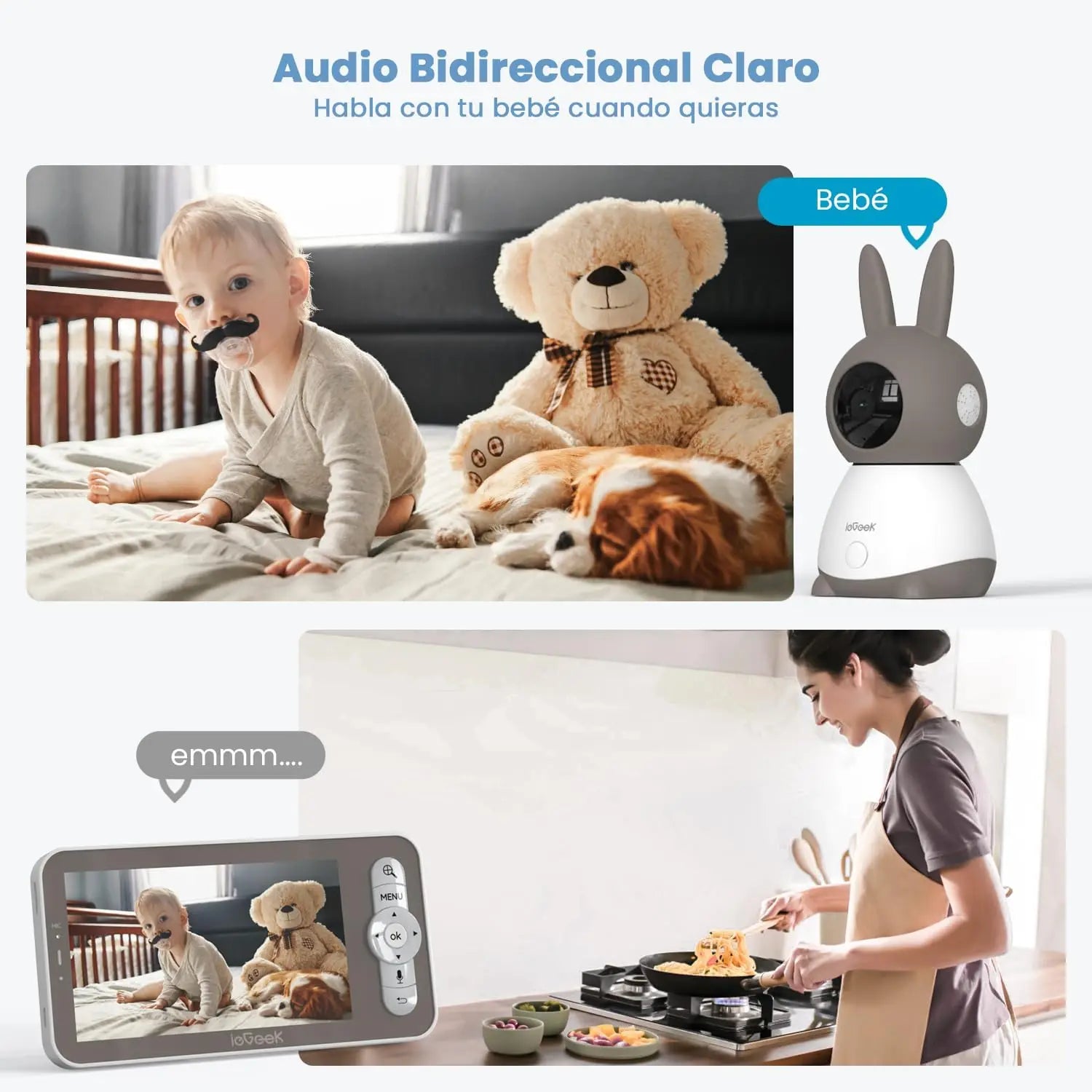ieGeek 5" 2K Baby Monitor with 360° PTZ and Motion Alerts