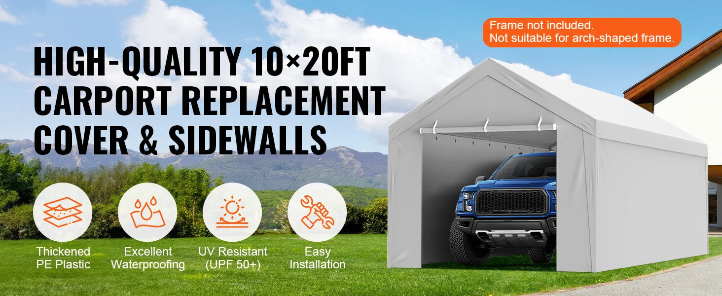 Cubierta de reemplazo para garita de coche Succ e Buy Carport Carport Replacement Cover Garage Top Tent Shelter Tarp Heavy-Duty Waterproof & UV Protected (Estructura no incluida)