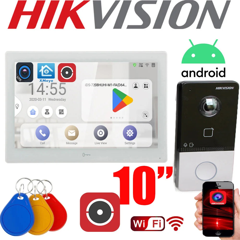 Original hikvision 10 inch android monitor DS-KH9510-WTE1 DS-KV6113-WPE1(C) DS-KB8113-IME1-IME1 POE wifi  Video intercom kit hikvision