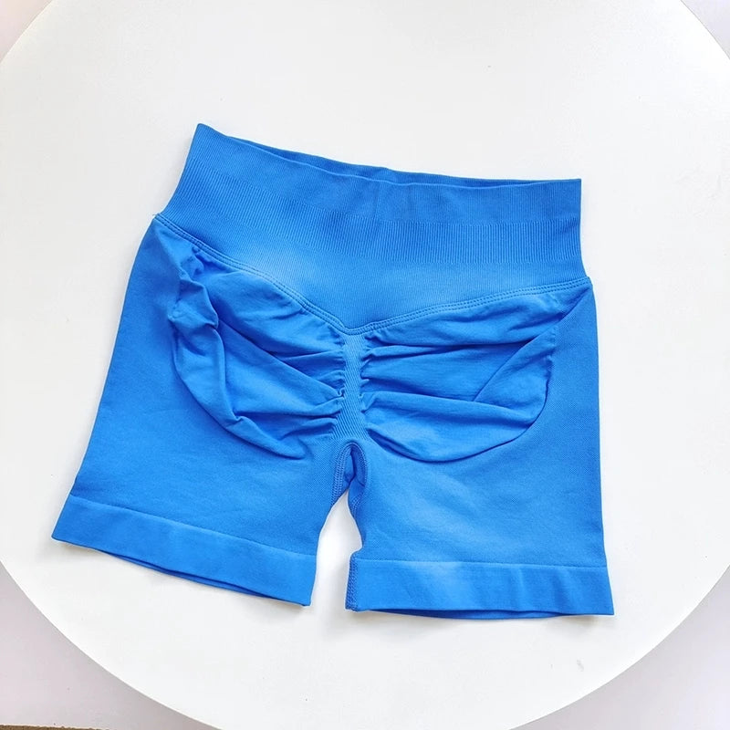 Seamless Shorts Ribbed Yoga Shorts Women Flex Scrunch Bum Gym Shorts Booty Running Short Butt Lifting Workout Pants 