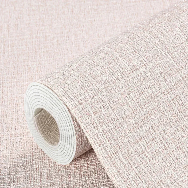 3D Self-Adhesive Linen Wallpaper Continuous Waterproof Wall Stickers Living Room Bedroom Kitchen Cabinet Waterproof Wall Sticker 