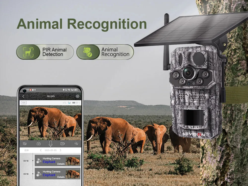 5MP 4G Solar Trail Camera with GPS, 3 PIR Sensors, 125° Detection, 0.2s Trigger, 940nm IR, IP66 Waterproof