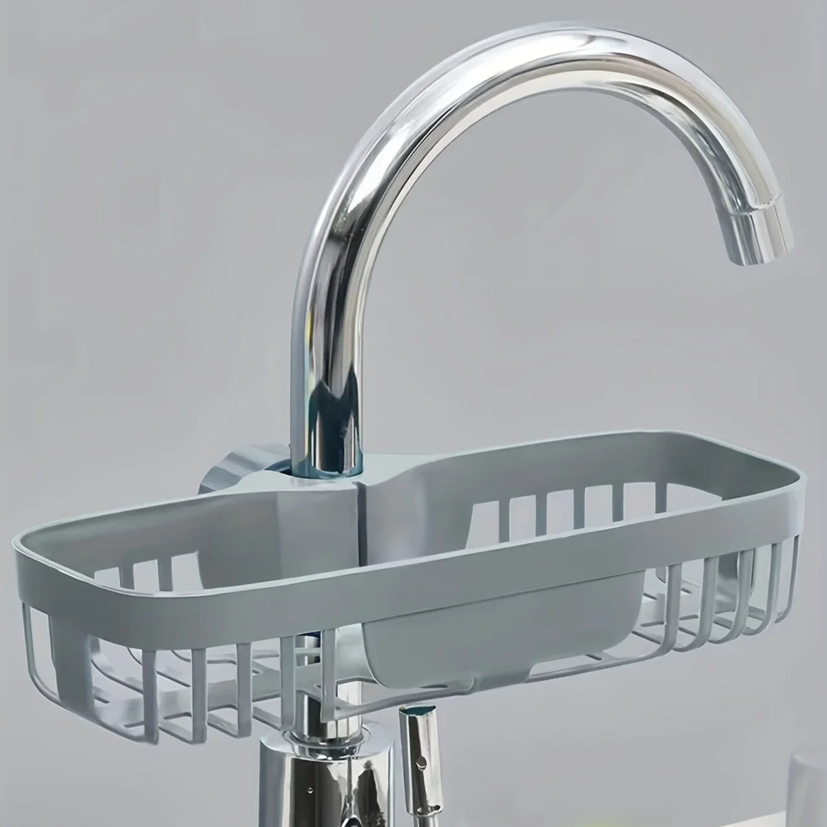 Clamp-On Tap Sponge Rack, Grey