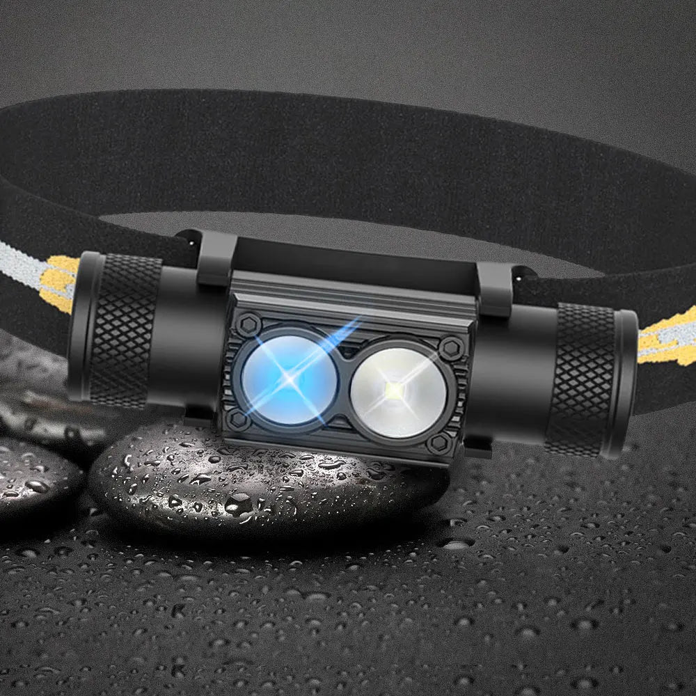 LED Headlamp High Power White Blue Rechargeable USB Type-C