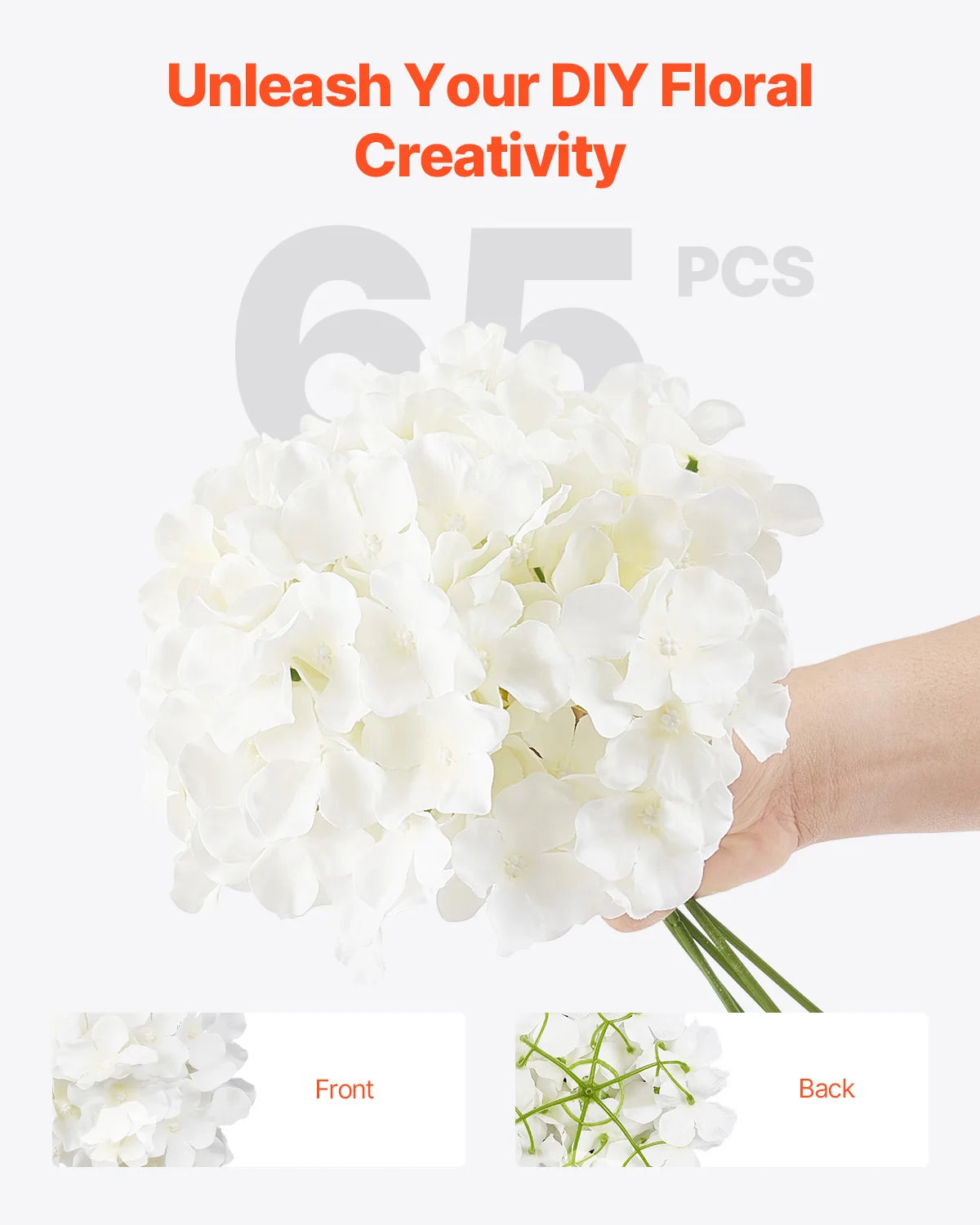 SucceBuy Artificial Flowers Real Looking White Silk Fake Hydrangea Bulk Faux Bridal Shower with Stem for DIY Wedding Bouquets