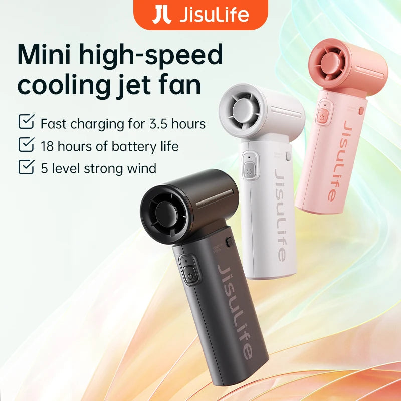 JISULIFE Handheld Turbo Fan 5 Speeds, 5000mAh Rechargeable
