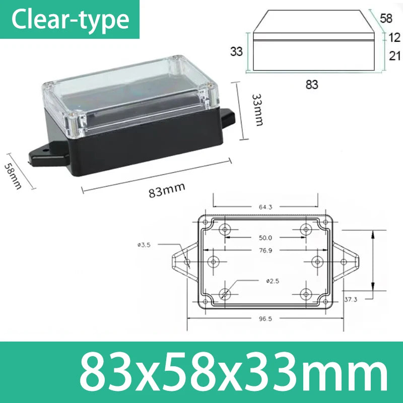 ABS Electronics Enclosure, Black or Clear Lid & Mounting Options
