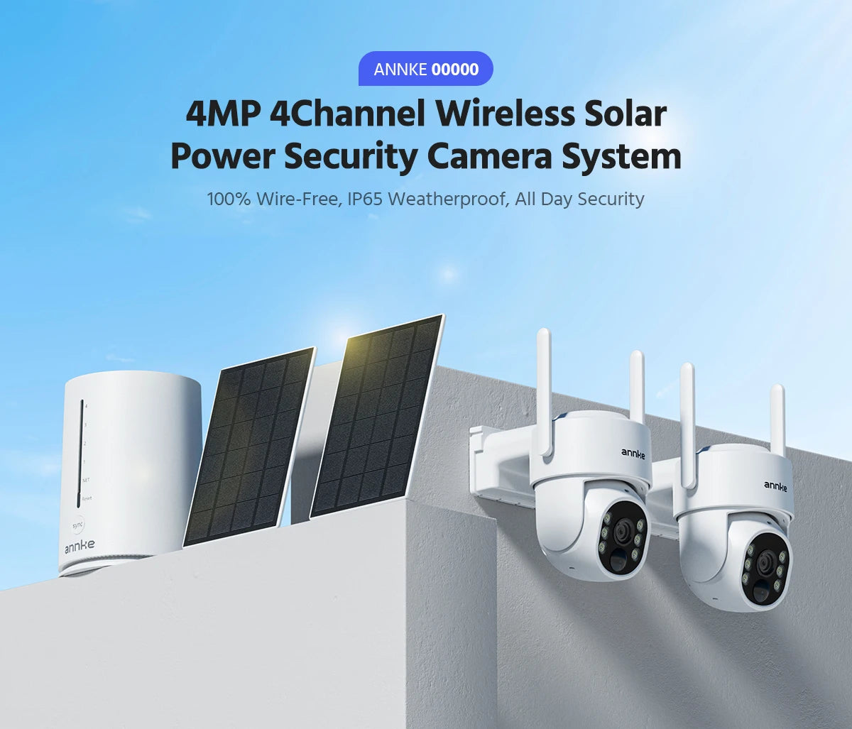 4MP Wireless Solar Security Camera System with 4CH NVR