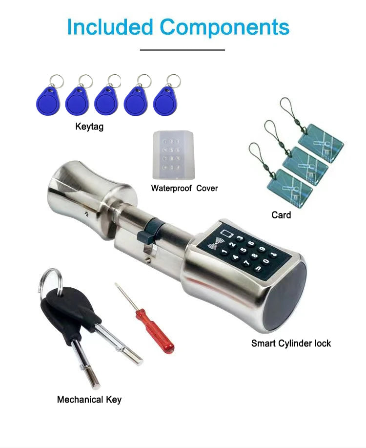 DIY Electronic Smart Door Lock Cylinder TTlock App Fingerprint Digital Keypad Card Unlock Keyless Home Security Lock EU Profile