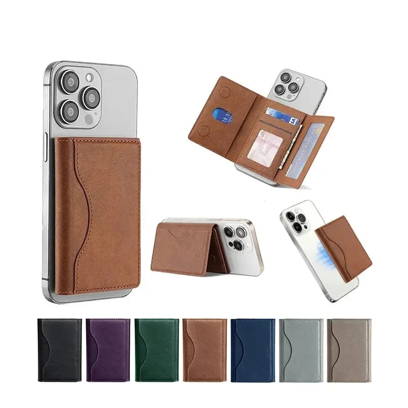 Powerful Magnetic Leather Wallet Magsafe for IPhone 16 15 Pro Max for IPhone 15 14 Pro Card Holder Phone Pouch Protective Case 