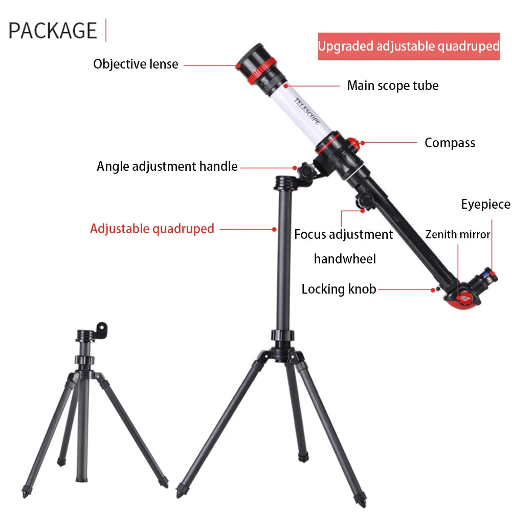 0|Professional Astronomical Telescope 20X 30X 40X Powerful Monocular Portable HD Moon Space Planet Observation Gifts for Children