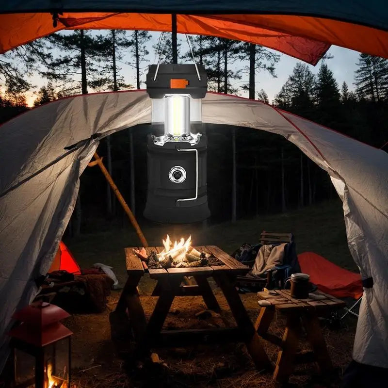 Lanterna de camping recarregável com entrada manual de manivela