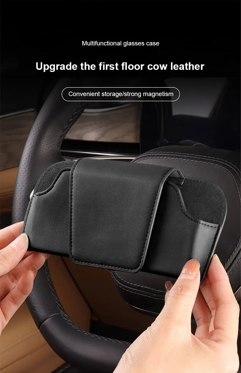SEAMETAL Magnetic Suede Car Glasses Case Magnetic Sunglasses Holder Anti-Scratch Sun Visor Eyeglasses Protection Storage Case