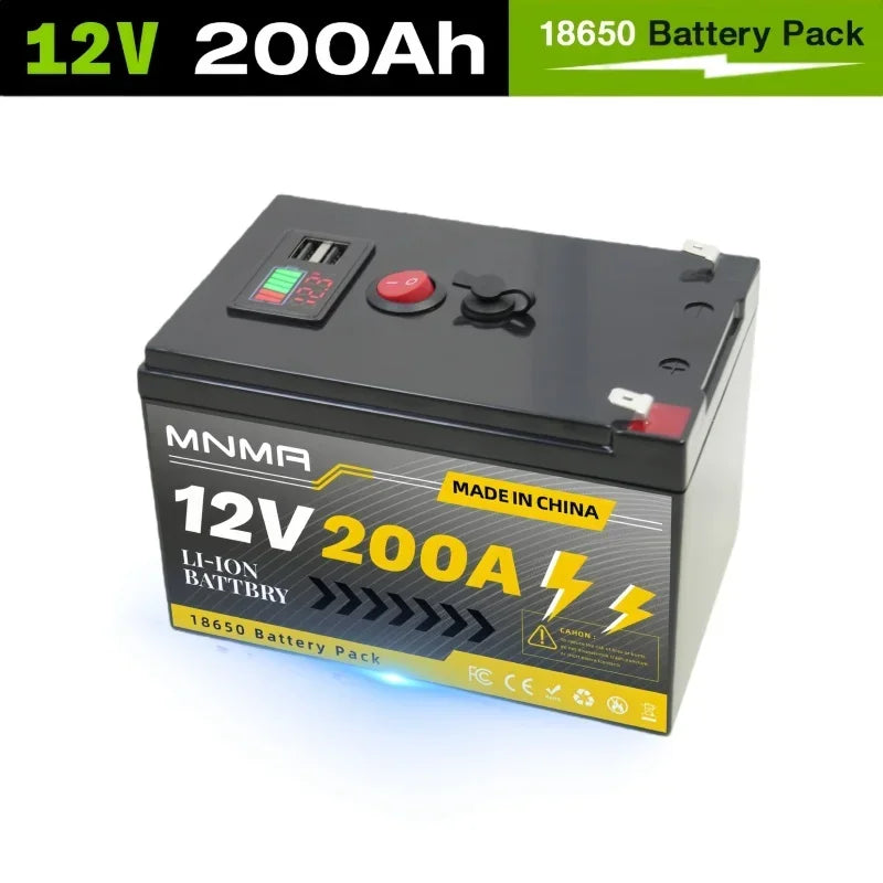 12V 200Ah LiFePO4 Solar-Batterie, Tiefzyklus Wiederaufladbare integrierte BMS Lithium 200000mAh für Power Wheels, Scooter, Fischfinder